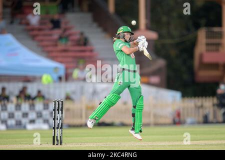 MEG Lanning of the Stars Fledermäuse während des Women's Big Bash League Finales zwischen den Melbourne Stars und dem Sydney Thunder im North Sydney Oval, am 28. November 2020 in Sydney, Australien (nur redaktioneller Zweck) (Foto: Izhar Khan/NurPhoto) Stockfoto