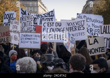 In Paris werden die Proteste gegen das globale Sicherheitsgesetz fortgesetzt. Paris, 28.. November 2020. (Foto von Jacopo Landi/NurPhoto) Stockfoto