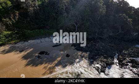 Eine Luftaufnahme des Flynns Beach in Port Macquarie, Australien Stockfoto