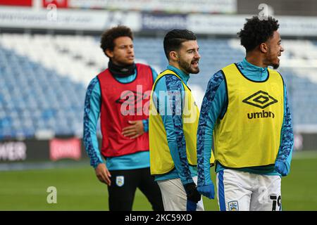 Huddersfield Town's Pipa (2) während des Vorspiels Aufwärmen vor dem Sky Bet Championship Match zwischen Huddersfield Town und Queens Park Rangers im John Smith's Stadium, Huddersfield am Samstag, 5.. Dezember 2020. (Foto von Emily Moorby/MI News/NurPhoto) Stockfoto