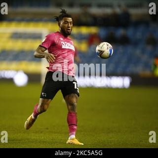 Colin Kazim-Richards von Derby County während der Sky Bet Championship zwischen Millwall und Derby County im Den Stadium, London, am 05.. Dezember 2020 (Foto by Action Foto Sport/NurPhoto) Stockfoto