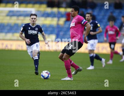 LONDON, Großbritannien, 05. DEZEMBER: Curtis Davies von Derby County während der Sky Bet Championship zwischen Millwall und Derby County im Den Stadium, London am 05.. Dezember 2020 (Foto by Action Foto Sport/NurPhoto) Stockfoto