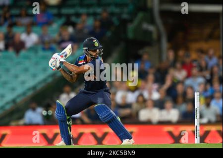 Shikhar Dhawan von Indien Fledermäuse während Spiel zwei der Twenty20 International Series zwischen Australien und Indien auf Sydney Cricket Ground am 06. Dezember 2020 in Sydney, Australien ( nur zur redaktionellen Verwendung) (Foto von Izhar Khan/NurPhoto) Stockfoto