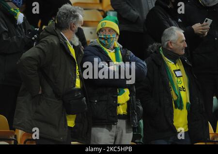 Norwich-Fan beim Sky Bet Championship-Spiel zwischen Norwich City und Nottingham Forest in der Carrow Road, Norwich am Mittwoch, 9.. Dezember 2020. (Foto von Ben Pooley/MI News/NurPhoto) Stockfoto