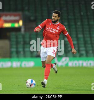 Nottinghams Cyrus Christie während des Sky Bet Championship-Spiels zwischen Norwich City und Nottingham Forest in der Carrow Road, Norwich am Mittwoch, 9.. Dezember 2020. (Foto von Ben Pooley/MI News/NurPhoto) Stockfoto