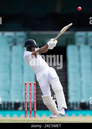 Mayank Agarwal von Indien Fledermäuse während des zweiten Tages der Tour Match zwischen Australien A und Indien auf Sydney Cricket Ground am 12. Dezember 2020 in Sydney, Australien. (Nur zur redaktionellen Verwendung) (Foto von Izhar Khan/NurPhoto) Stockfoto