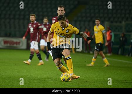 Kevin Bonifazi von Udinese Calciowährend des Serie-A-Spiels zwischen dem FC Turin und Udinese Calcio im Stadio Olimpico Grande Torino am 12. Dezember 2020 in Turin, Italien. (Foto von Alberto Gandolfo/NurPhoto) Stockfoto