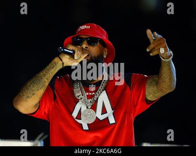 3. November 2022: Houston, Texas, USA: Houston Rapper BIG SLIM tritt in der Halbzeit bei einem NFL-Spiel zwischen den Texanern und den Eagles in Houston auf. Die Adler gewannen 29-17. (Bild: © Scott Coleman/ZUMA Press Wire) Stockfoto