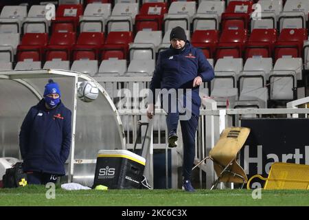 Hartlepool-Manager Dave Challinor während des Vanarama National League-Spiels zwischen Hartlepool United und Stockport County im Victoria Park, Hartlepool am Dienstag, 22.. Dezember 2020 (Foto: Mark Fletcher/MI News/NurPhoto) Stockfoto