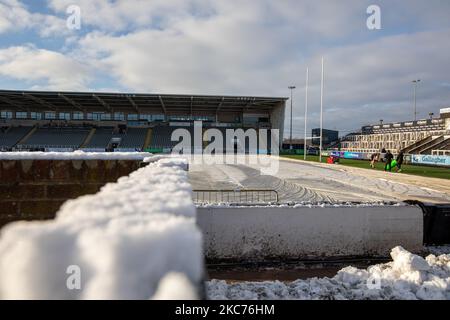 Ein allgemeiner Blick auf Kingston Park vor dem Spiel der Gallagher Premiership zwischen Newcastle Falcons und Gloucester Rugby im Kingston Park, Newcastle am Samstag, den 9.. Januar 2021. (Foto von Chris Lishmon/MI News/NurPhoto) Stockfoto