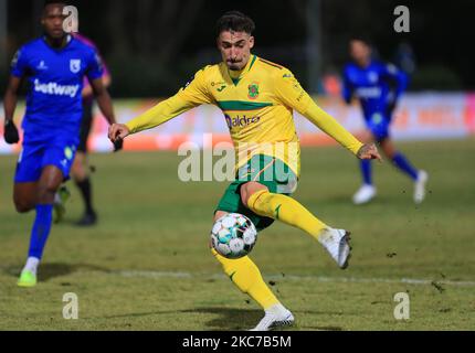 Helder Ferreira vom FC Pacos Ferreira in Aktion beim Liga NOS-Spiel zwischen Belenenses SAD und FC Pacos de Ferreira am 10. Januar 2021 im Estadio Nacional in Oeiras, Portugal. (Foto von Paulo Nascimento/NurPhoto) Stockfoto