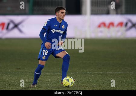 Mauro Arambarri von Getafe kontrolliert den Ball während des La Liga Santander-Spiels zwischen Elche CF und Getafe CF im Estadio Martinez Valero am 11. Januar 2021 in Elche, Spanien. (Foto von Jose Breton/Pics Action/NurPhoto) Stockfoto