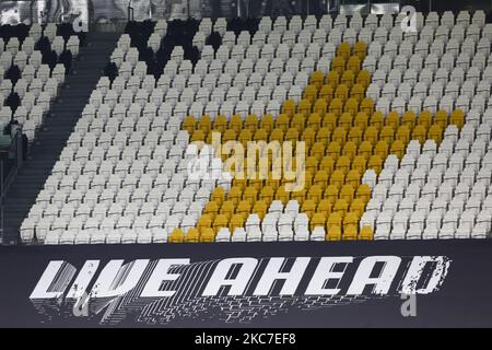 Ein Detail des Allianz Stadions während des Italien-Cup-Spiels zwischen dem FC Juventus und dem FC Genua am 13. januar 2021 in Turin, Italien. Juventus gewann 3-2 gegen Genua. (Foto von Massimiliano Ferraro/NurPhoto) Stockfoto