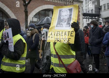 Marsch für Freiheit gegen das globale Sicherheitsgesetz in Paris. Paris, 16.. Januar 2021. (Foto von Jacopo Landi/NurPhoto) Stockfoto