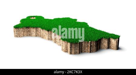 Die Turkmenistan Karte 3D Illustration vor weißem Hintergrund Stockfoto