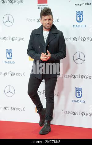 Pablo Lopez nimmt am 16. Januar 2021 an den Jose Maria Forque Awards 2021 Red Carpet auf der IFEMA in Madrid, Spanien, Teil. (Foto von Oscar Gonzalez/NurPhoto) Stockfoto