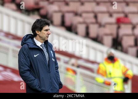 Birmingham City Manager Aitor Karanka beim Sky Bet Championship-Spiel zwischen Middlesbrough und Birmingham City am 16.. Januar 2021 im Riverside Stadium, Middlesbrough, England. (Foto von Trevor Wilkinson/MI News/NurPhoto) Stockfoto