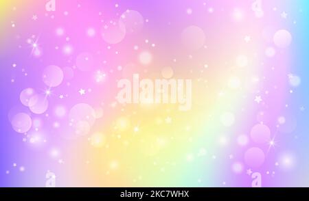 Fantasy Regenbogen Hintergrund in funkelnden Sternen für Design. Vektorgrafik für Kinder. Stock Vektor