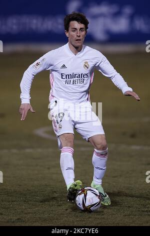 Alvaro Odriozola von Real Madrid kontrolliert den Ball während der Runde von 32, dem Copa del Rey-Spiel zwischen CD Alcoyano und Real Madrid am 20. Januar 2021 in Alcoy, Alicante, Spanien, im Campo Municipal de El Collao. (Foto von Jose Breton/Pics Action/NurPhoto) Stockfoto