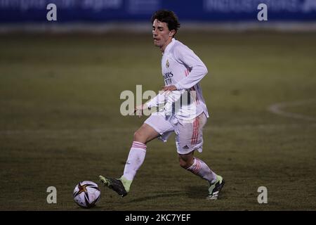 Alvaro Odriozola von Real Madrid kontrolliert den Ball während der Runde von 32, dem Copa del Rey-Spiel zwischen CD Alcoyano und Real Madrid am 20. Januar 2021 in Alcoy, Alicante, Spanien, im Campo Municipal de El Collao. (Foto von Jose Breton/Pics Action/NurPhoto) Stockfoto