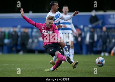 Kamil Jozwiak von Derby County kontrolliert den Ball während des Sky Bet Championship-Spiels zwischen den Queens Park Rangers und Derby County am Samstag, 23.. Januar 2021, im Kiyan Prince Foundation Stadium, Shepherd's Bush, London. (Foto von Federico Maranesi/MI News/NurPhoto) Stockfoto