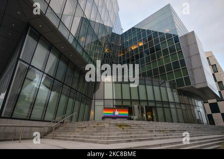 Der Hauptsitz von Facebook EMEA befindet sich am Grand Canal Square in den Dublin Docklands. Am Freitag, den 29. Januar 2021, in Dublin, Irland. (Foto von Artur Widak/NurPhoto) Stockfoto