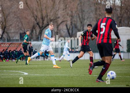 Alessio Pinotti von SPAL beim Primavera 1 Tim-Spiel zwischen AC Mailand U19 und SPAL U19 im Centro Sportivo Vismara am 30. Januar 2021 in Mailand, Italien (Foto: Alessandro Bremec/NurPhoto) Stockfoto