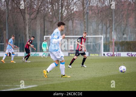 Antonio Mionic vom AC Mailand beim Tim-Spiel Primavera 1 zwischen AC Mailand U19 und SPAL U19 im Centro Sportivo Vismara am 30. Januar 2021 in Mailand, Italien (Foto: Alessandro Bremec/NurPhoto) Stockfoto