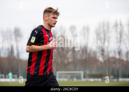 Antonio Mionic vom AC Mailand beim Tim-Spiel Primavera 1 zwischen AC Mailand U19 und SPAL U19 im Centro Sportivo Vismara am 30. Januar 2021 in Mailand, Italien (Foto: Alessandro Bremec/NurPhoto) Stockfoto