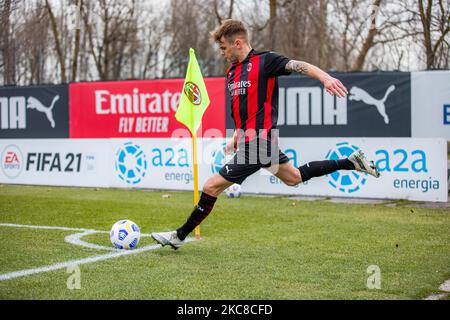 Antonio Mionic vom AC Mailand beim Tim-Spiel Primavera 1 zwischen AC Mailand U19 und SPAL U19 im Centro Sportivo Vismara am 30. Januar 2021 in Mailand, Italien (Foto: Alessandro Bremec/NurPhoto) Stockfoto