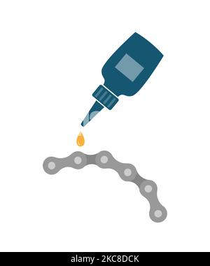 Fahrradkette schmieren. Vektor-Illustration für Fahrradkettenschmiermittel. Stock Vektor
