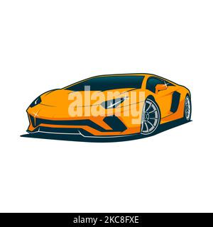 Lamborghini Aventador Vektor, orange Farbe. Jetzt in hoher Auflösung herunterladen. Stock Vektor