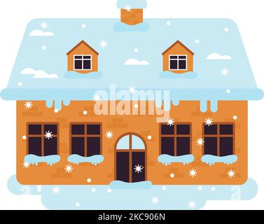 Gelbes Winter gemütliches Haus Stock Vektor