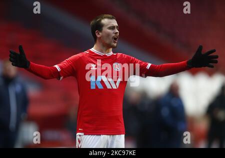 Charlton Athletic's Liam Miller (ausgeliehen von Liverpool) während der Sky Bet League One zwischen Charlton Athletic und Gillinghamat the Valley, Woolwich, England am 13.. Februar 2021. (Foto von Action Foto Sport/NurPhoto) Stockfoto