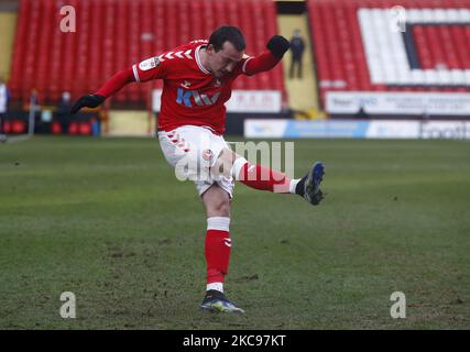 Charlton Athletic's Liam Miller (ausgeliehen von Liverpool) während der Sky Bet League One zwischen Charlton Athletic und Gillinghamat the Valley, Woolwich, England am 13.. Februar 2021. (Foto von Action Foto Sport/NurPhoto) Stockfoto