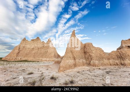 Badlands-Nationalpark, Gipfel und Felsformationen von South Dakota Stockfoto
