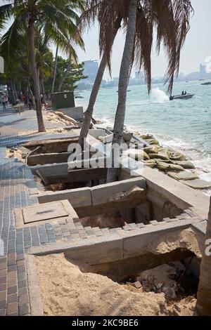 Bauarbeiten entlang der Promenade in Pattaya Thailand Stockfoto