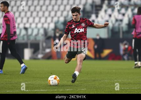 Daniel James von Manchester United. FC während der ersten Etappe der UEFA Europa League 32 zwischen Real Sociedad und Manchester United im Juventus Stadium am 18. Februar 2021 in Turin, Italien. Real Sociedad verlor 0-4 gegen Manchester United. (Foto von Massimiliano Ferraro/NurPhoto) Stockfoto