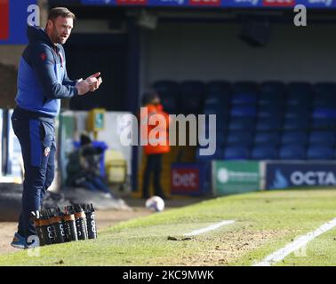 Ian Evatt Manager von Bolton Wanderer während der Sky Bet League Two zwischen Southend United und Bolton Wanderers am 20.. Februar 2021 im Roots Hall Stadium in Southend, Großbritannien (Foto von Action Foto Sport/NurPhoto) Stockfoto