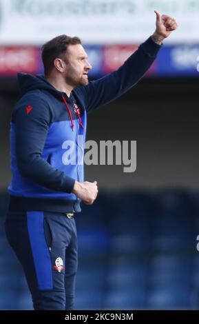 Ian Evatt Manager von Bolton Wanderer während der Sky Bet League Two zwischen Southend United und Bolton Wanderers am 20.. Februar 2021 im Roots Hall Stadium in Southend, Großbritannien (Foto von Action Foto Sport/NurPhoto) Stockfoto