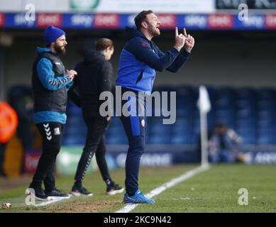 Ian Evatt Manager von Bolton Wanderer während der Sky Bet League Two zwischen Southend United und Bolton Wanderers am 20.. Februar 2021 im Roots Hall Stadium in Southend, Großbritannien (Foto von Action Foto Sport/NurPhoto) Stockfoto