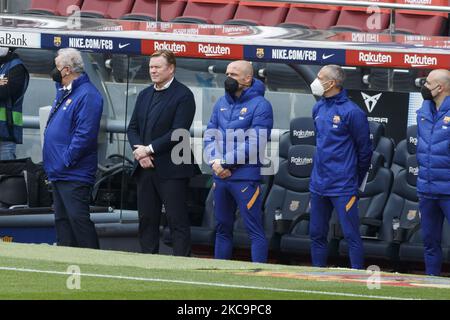 Trainer Ronald Koeman vom FC Barcelona beim spanischen La Liga-Spiel zwischen dem FC Barcelona und Cadaz CF am 21. Februar 2021 in Barcelona, Spanien. (Foto von Xavier Bonilla/NurPhoto) Stockfoto