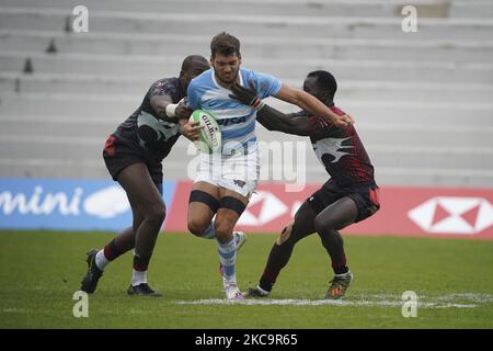 Argentinischer Spieler im Spiel 21 zwischen Argentinien und Kenia am zweiten Tag des Madrider Rugby-Sevens-Turniers an der Universidad Complutense de Madrid am 21. Februar 2021 in Madrid, (Foto: Oscar Gonzalez/NurPhoto) Stockfoto