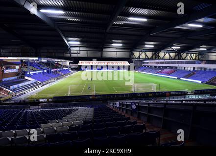 Gesamtansicht von Boundary Park, Heimat von oldham Athletic, vor dem Sky Bet League 2-Spiel zwischen Oldham Athletic und Barrow am Dienstag, den 23.. Februar 2021 im Boundary Park, Oldham. (Kredit: Eddie Garvey | MI News) (Foto von MI News/NurPhoto) Stockfoto