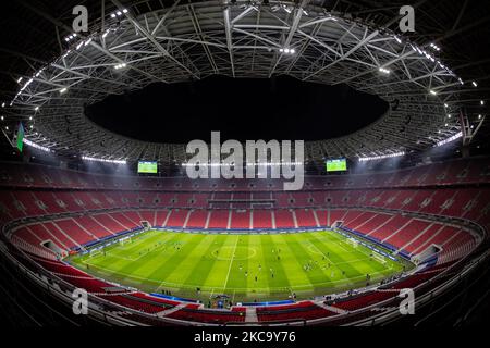 Stadionansicht vor dem VfL Borussia Mönchengladbach gegen Manchester City UEFA Champions League-Lauf mit 16, 1. Beinspielen bei Puskás Aréna am 24. Februar 2021 in Budapest, Ungarn. (Foto von Robert Szaniszló/NurPhoto) Stockfoto