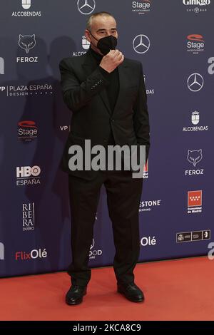 Eduard Fernandez nimmt an den Feroz Awards 2021 Red Carpet im VP Hotel Plaza de España in Madrid, Spanien Teil (Foto: Carlos Dafonte/NurPhoto) Stockfoto