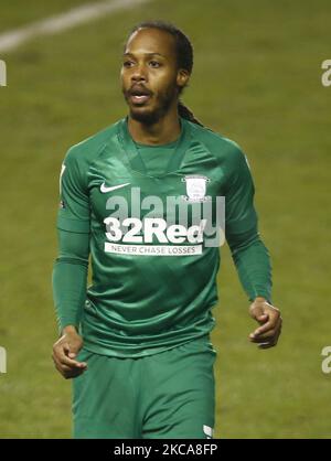 Daniel Johnson von Preston North End während der Sky Bet Championship zwischen Millwall und Preston North End im Den Stadium, London, am 02.. März 2021 (Foto by Action Foto Sport/NurPhoto) Stockfoto