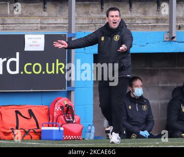 Mansfield Town Manager Nigel Clough während des Sky Bet League 2-Spiels zwischen Barrow und Mansfield Town in der Holker Street, Barrow-in-Furness am Samstag, 6.. März 2021. (Foto von Mark Fletcher/MI News/NurPhoto) Stockfoto