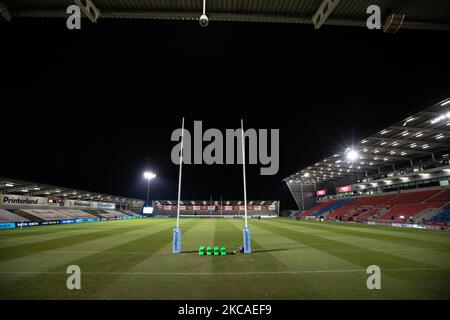 Eine allgemeine Ansicht des Stadions vor dem Spiel der Gallagher Premiership zwischen Sale Sharks und Newcastle Falcons im AJ Bell Stadium, Eccles am Freitag, 5.. März 2021. (Foto von Chris Lishman/MI News/NurPhoto) Stockfoto