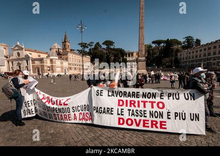 Arbeiter und Unternehmer mit Umsatzsteuer-Identifikationsnummer demonstrieren während der Coronavirus-Pandemie Covid-19 in Rom, Italien, am 10. März 2021. (Foto von Andrea Ronchini/NurPhoto) Stockfoto